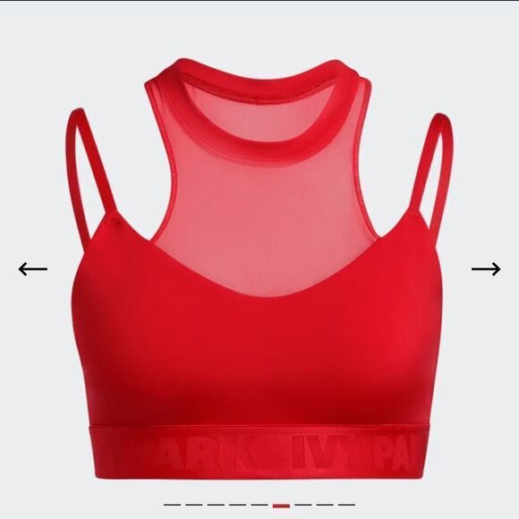 BRAND NEW IVY PARK RED HIGH-NECK SHEER BRA SIZE  XS - Picture 1 of 9